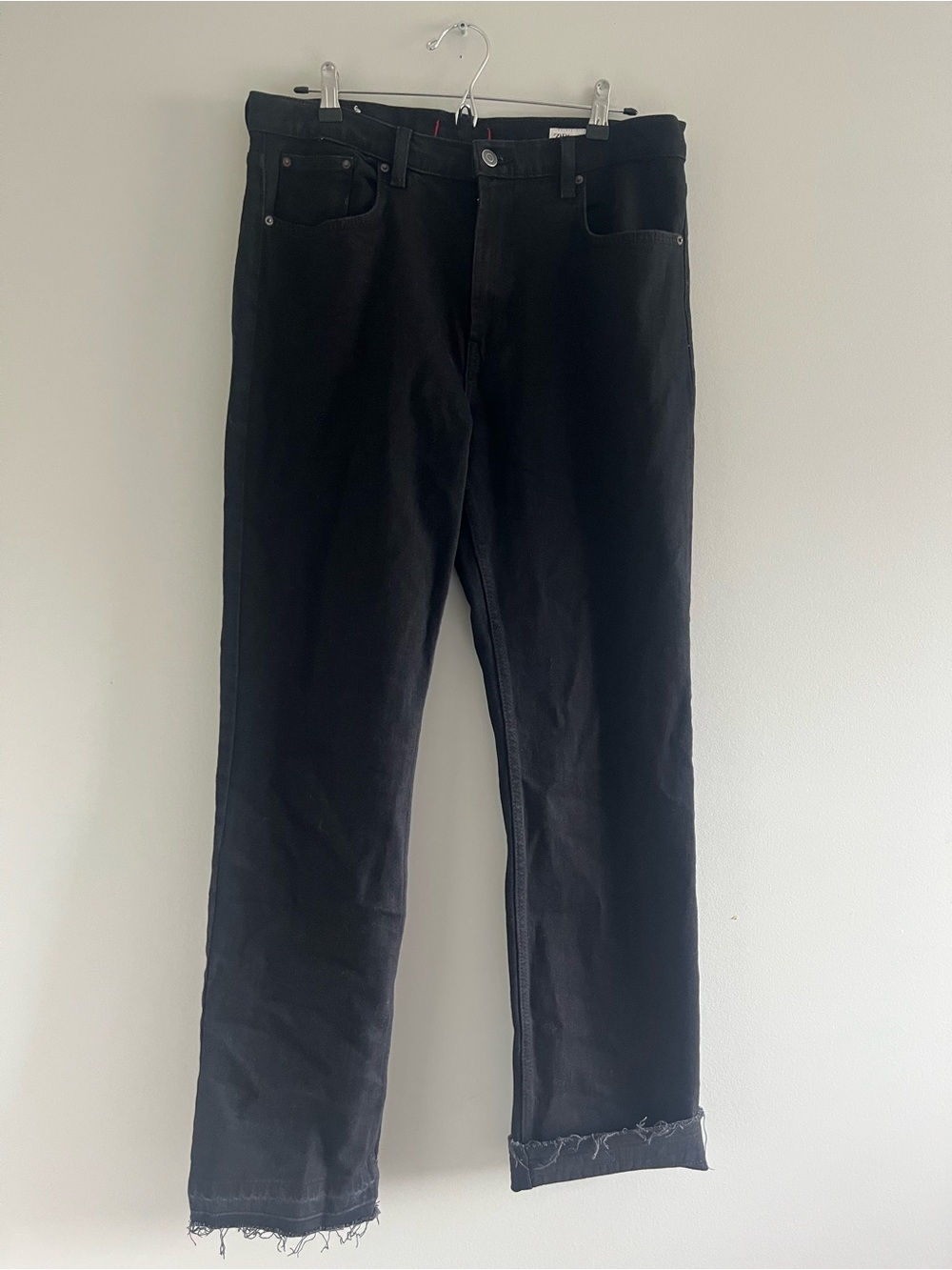 Zara Black Flare-Leg Jeans with Frayed Hem